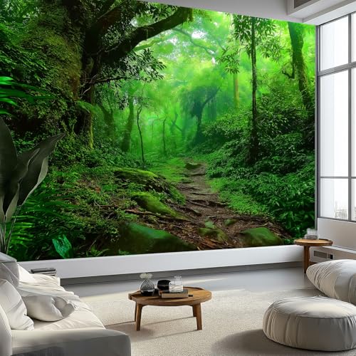 Fototapete Schöne Natur Tapete 400 x 280 cm (B x H), Moderne Vliestapete 3d Effekt Wand Dekoration Dschungelpfad Bäume Motivtapeten Wandtapete Wohnzimmer Restaurant Kinderzimmer von Generisch