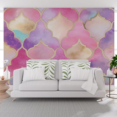 Fototapete Standard - Luxuriös Batik Geometrisch Bunt - 390x260cm (B x H) - Fototapeten Tapeten Moderne Wand Dekoration Verträumte Goldfolie Geometrie Wandtapete Motivtapeten Schlafzimmer Wohnzimmer von Generisch
