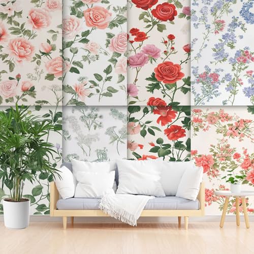 Fototapete Standard - Vintage Rose Blume Blätter 500x280cm (B x H) - Fototapeten Tapeten Moderne Wand Dekoration Wandtapete Motivtapeten Bildtapete Schlafzimmer WohnzimmerNatur Blumen von Generisch