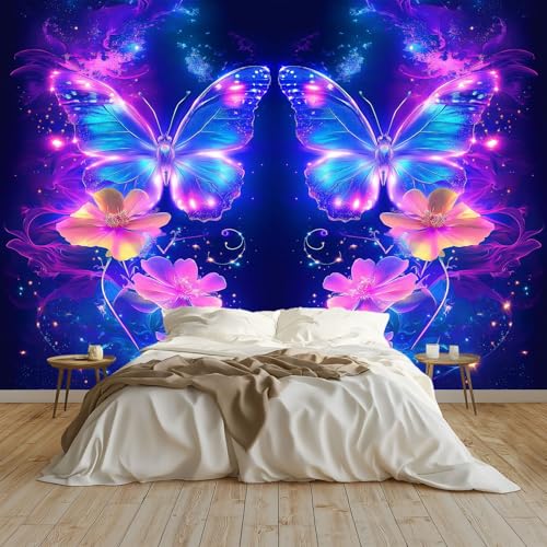 Fototapete Sternenhimmel Leuchtender Schmetterling Tapete 400x280 cm Vlies Wanddeko Wallpaper Wandtapete Dekoration Study Zimmer Wohnzimmer Restaurant Cafe, Blau-Lila Fototapete Sternenhimmel Leuchtender Schmetterling Tapete 400x280 cm Vlies Wanddeko Wallpaper Wandtapete Dekoration Study Zimmer Wohnzimmer Restaurant Cafe, Blau-Lila von Generisch