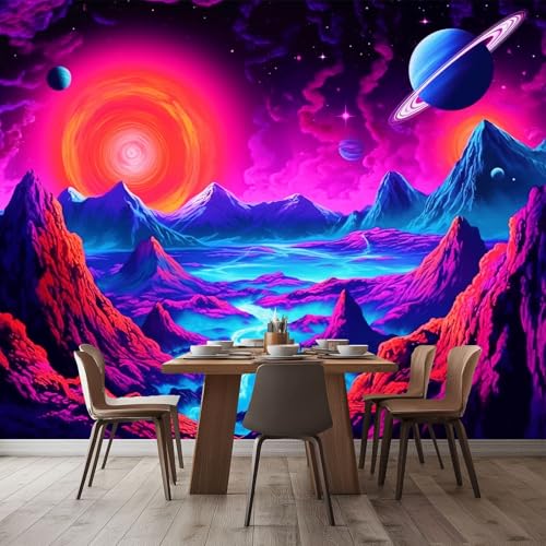 Fototapete Surrealismus Berge Vliestapeten, 350 x 256 cm 3D Effekt Tapeten für Schlafzimmer Wohnzimmer Küchen Wanddeko, Lila Planet Motiv Wandbild dekoration Fototapete Surrealismus Berge Vliestapeten, 350 x 256 cm 3D Effekt Tapeten für Schlafzimmer Wohnzimmer Küchen Wanddeko, Lila Planet Motiv Wandbild dekoration von Generisch