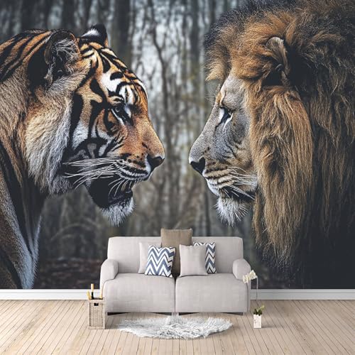 Fototapete Tiger Vlies Tapeten Wandtapete 150 x 105 cm (B x H) Moderne 3D Wanddeko Design Wand Dekoration Wohnzimmer Schlafzimmer Dschungeltiger, Löwe c-c-9011-b-a von Generisch