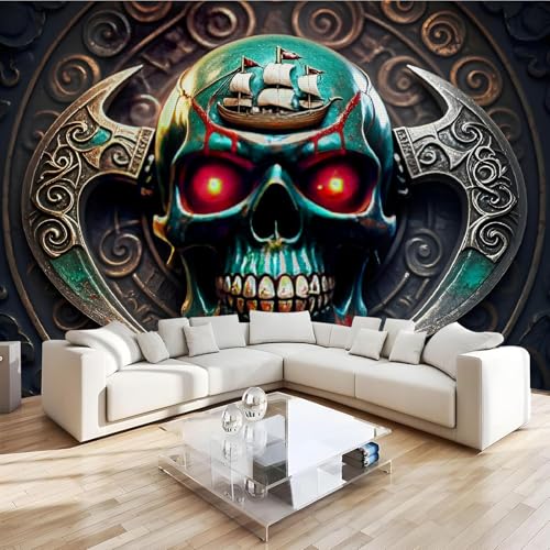 Fototapete Totenkopf Retro Vliestapete Moderne Wandtapete Horror Kunst Tapete Wohnzimmer Schlafzimmer Büro Flur Wanddeko Dekoration Wandbilder 3D Effekt Wand Tapeten 300x230 cm Fototapete Totenkopf Retro Vliestapete Moderne Wandtapete Horror Kunst Tapete Wohnzimmer Schlafzimmer Büro Flur Wanddeko Dekoration Wandbilder 3D Effekt Wand Tapeten 300x230 cm von Generisch