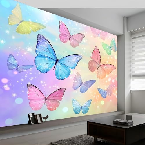Fototapete Traumkunst Regenbogen Schmetterling Tapeten Wandtapete, Traumkunst Moderne Wanddeko Design Wand Dekoration Wohnzimmer Schlafzimmer Büro Flur 350 x 256 cm (B x H) Wandtapete Poster Tapete von Generisch