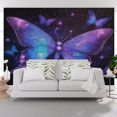 Fototapete Verträumter Batik Schmetterling 500x317cm (B x H) Wand Deko Leinwand Bilder Vliestapete Wanddeko Wohnzimmer Schlafzimmer Luxus Galaxie Mit Schmetterling Kunstdrucke 3d effekt Fototapete von Generisch