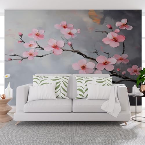 Fototapete Vintage Pflanze Pflaumenblüte Blau 250x175cm (B x H) Vlies Tapeten Wandtapete Moderne Natur Blumen Vliestapete Wanddeko Foto Tapeten Wand Dekoration Wohnzimmer Schlafzimmer Büro von Generisch