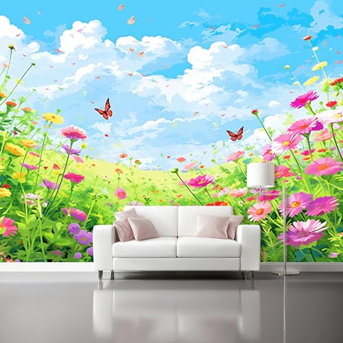Fototapete Vlies Blau Tapete - Natur Busch Wildblumen Moderne Wanddekoration für Schlafzimmer Kinderzimmer Wohnzimmer, Wandtapete Tv-Hintergrund Tapete 350 x 256 cm Fototapete Vlies Blau Tapete - Natur Busch Wildblumen Moderne Wanddekoration für Schlafzimmer Kinderzimmer Wohnzimmer, Wandtapete Tv-Hintergrund Tapete 350 x 256 cm von Generisch