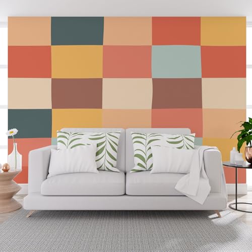 Fototapete Vlies Tapete Gemalte Rechteckig Geometrie Streifen 350x256cm (B x H) Vliestapete Tapeten Moderne Wandtapete, Wohnzimmer, Rechteckig Geometrie Plaid Wandtapete Poster Bilder Wand Deko von Generisch