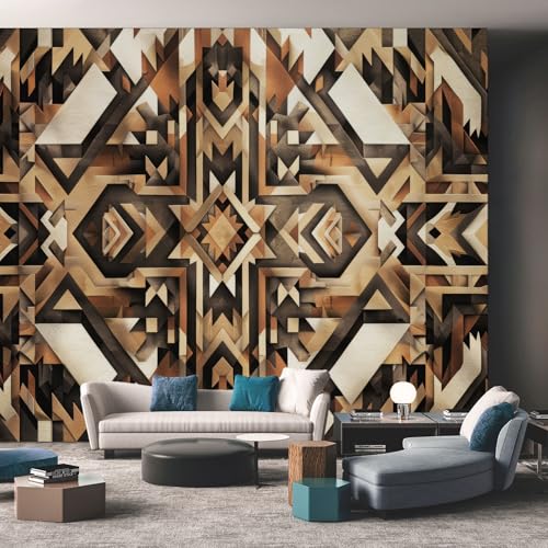 Fototapete Vlies Tapete Geometrie Boho Fototapeten Vliestapete Tapeten Moderne Wandtapete, Wohnzimmer, Flur, TV Hintergrund Wandtapete Poster Bilder Wand Deko, 350 x 256cm (B×H) GH45 von Generisch