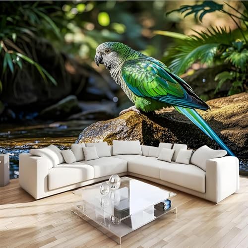 Fototapete Vogel Grün Vliestapete Moderne Wandtapete Wald Natur Tapete Wohnzimmer Schlafzimmer Büro Flur Wanddeko Dekoration Wandbilder 3D Effekt Wand Tapeten 400x280 cm von Generisch