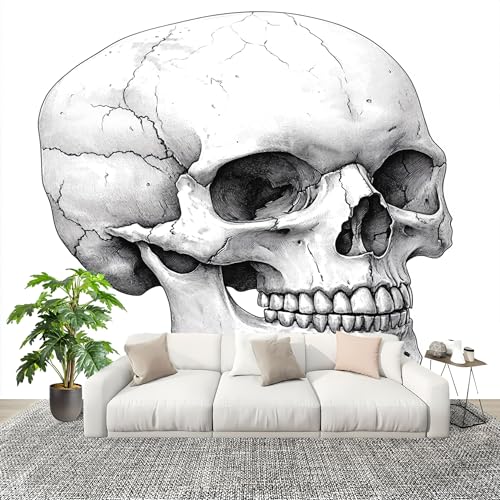 Fototapete Wandbild Poster 300x210cm Horror-Skelett-Kunst Modern Vlies Wandbild Wohnzimmer Schlafzimmer Wandbilder Weiß für Küche Spielzimmer Büro Kunstdeko von Generisch