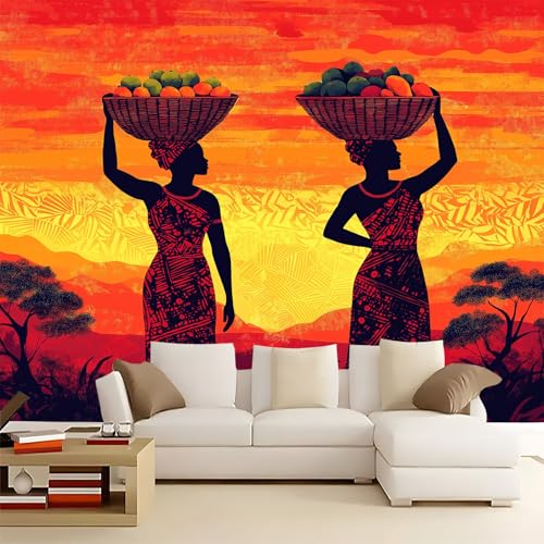 Fototapete Wandbilder Afrikanische Frauen Obst 250x175 cm 3D Effekt Wandbild Wandtapete Moderne Wohnzimmer Mural Schlafzimmer Kinderzimmer TV Hintergrund Wand Dekora von Generisch