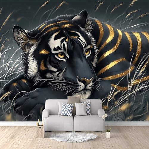 Fototapete Wandbilder Fantasietier Schwarzer Tiger Mit Goldenen Streifen 500x280 cm 3D Effekt Wandbild Wandtapete Moderne Wohnzimmer Mural Schlafzimmer Kinderzimmer TV Hintergrund Wand Dekora Fototapete Wandbilder Fantasietier Schwarzer Tiger Mit Goldenen Streifen 500x280 cm 3D Effekt Wandbild Wandtapete Moderne Wohnzimmer Mural Schlafzimmer Kinderzimmer TV Hintergrund Wand Dekora von Generisch
