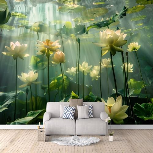 Fototapete Wanddeko 350 x 256 cm (B x H) Blumen Motivtapeten Wandtapete, Vliestapete Panorama Poster Wanddeko, Küche Wohnzimmer Schlafzimmer Lotuswurzeln Und Lotusblüten Im Teich c-A-1077-a-a von Generisch