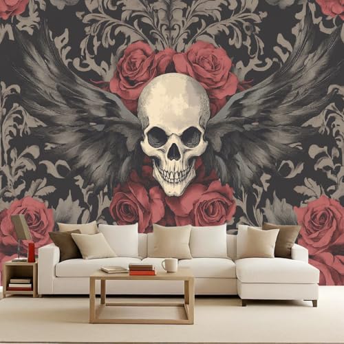 Fototapete vintage 150x105cm Totenkopf Flügel Blumen wand tapeten Dark Death-Serie Moderne Fototapeten Modischer Wandbild Riesenposter Dekorative Wandkunst 3D-Effekt Leicht anzubringen Blasenfrei Fototapete vintage 150x105cm Totenkopf Flügel Blumen wand tapeten Dark Death-Serie Moderne Fototapeten Modischer Wandbild Riesenposter Dekorative Wandkunst 3D-Effekt Leicht anzubringen Blasenfrei von Generisch
