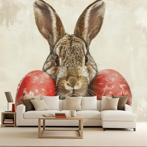 Fototapete wohnzimmer 500x280cm Kaninchenboxen tapete schlafzimmer Animal Power Serie Riesenposter Moderne Fototapeten 3D-Effekt Optische Täuschung Schlafzimmer Wohnzimmer Leicht anzubringen von Generisch