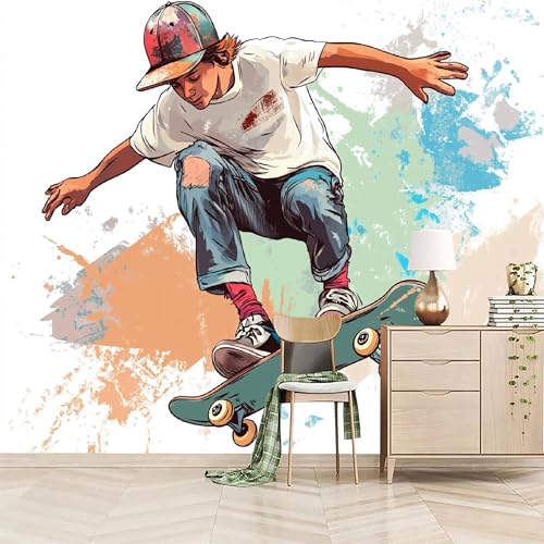 Fototapeten SkateboardBildtapete 3d Aquarellbewegung 450x315cm Vollwand Abdeckung Fototapete DIY Kreative Raumgestaltung Moderne Wanddeko Schlafzimmer Wohnzimmer Kinder Fototapeten SkateboardBildtapete 3d Aquarellbewegung 450x315cm Vollwand Abdeckung Fototapete DIY Kreative Raumgestaltung Moderne Wanddeko Schlafzimmer Wohnzimmer Kinder von Generisch