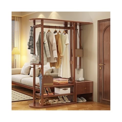 Freistehende Garderobe aus Massivholz mit Aufbewahrungsbank, vertikaler Kleiderbügel für Eingangsbereich, Schlafzimmer und Zuhause, stilvoller Nizer für Mäntel, Schuhe und Accessoires Freistehende Garderobe aus Massivholz mit Aufbewahrungsbank, vertikaler Kleiderbügel für Eingangsbereich, Schlafzimmer und Zuhause, stilvoller Nizer für Mäntel, Schuhe und Accessoires von Generisch