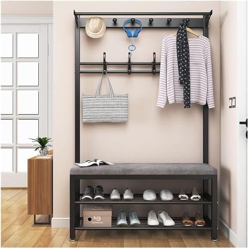 Freistehende Garderobe für den Eingangsbereich, mit Schuhaufbewahrung, platzsparender Baum-Organizer mit Haken und Ablagen für Schlamm und Flur Freistehende Garderobe für den Eingangsbereich, mit Schuhaufbewahrung, platzsparender Baum-Organizer mit Haken und Ablagen für Schlamm und Flur von Generisch