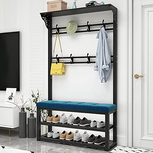 Freistehende Garderobenleiste mit Bank & Schuhaufbewahrung 6 Haken 3 Ablagen Metallrahmen Multifunktionaler Eingangsbereich Nizer Weiß 100 x 30 x 172 cm Freistehende Garderobenleiste mit Bank & Schuhaufbewahrung 6 Haken 3 Ablagen Metallrahmen Multifunktionaler Eingangsbereich Nizer Weiß 100 x 30 x 172 cm von Generisch