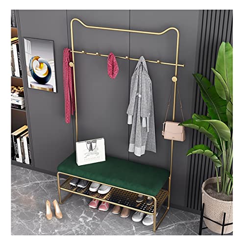 Freistehende Garderobenleiste mit Schuhregal und 8 Kleiderbügelhaken, elegante Kleiderstange für Flur, Eingangsbereich und Schlafzimmer von Generisch
