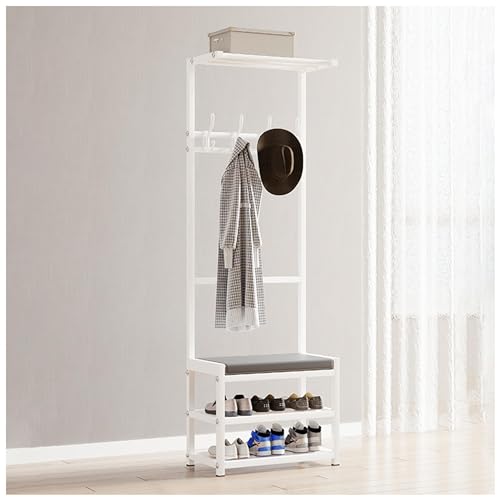 Freistehende Sitzbank mit Garderobe und Schuhregal – Eingangsbereich mit weichem Sitzpolster für Mäntel und Schuhe – stilvolles, platzsparendes Design von Generisch