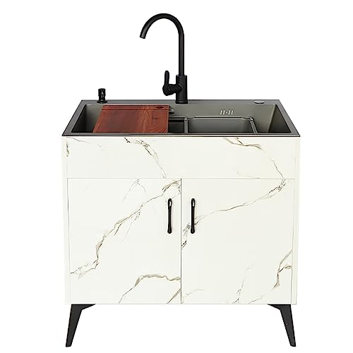 Freistehende Spüle, kommerzielle Küchenspüle, Schrank mit Schrank, Mehrzweckspülen für eine Waschküche mit ausziehbarem Wasserhahn, Seifenspender und geräumiger Waschtisch für Zimmer, Garten Freistehende Spüle, kommerzielle Küchenspüle, Schrank mit Schrank, Mehrzweckspülen für eine Waschküche mit ausziehbarem Wasserhahn, Seifenspender und geräumiger Waschtisch für Zimmer, Garten von Generisch
