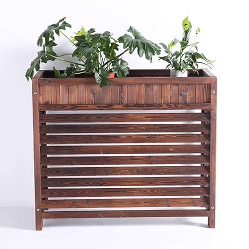 Freistehende Zaunpaneele aus Holz für Klimaanlagen, dekorativer Blumenständer für Garten, Terrasse und Balkon, 110 x 54 x 104 cm (kompakte Größe 88 x 35 x 84 cm) von Generisch