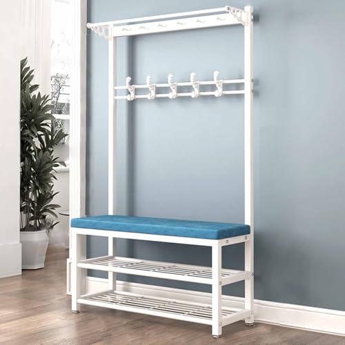 Freistehender Garderobenständer mit Bank und Schuhregal, robustes 4-in-1-Design mit 11 Haken für Flur und Wohnzimmer, einfache Montage von Generisch