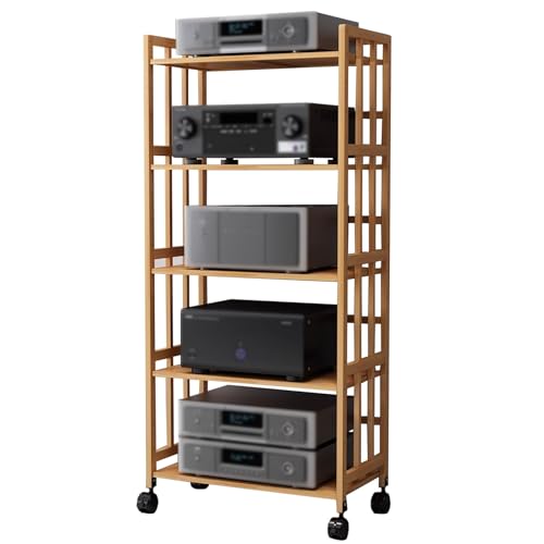 Freistehender Medienständer mit 5 Etagen, für Zuhause, Büro und Wohnzimmer, moderner Audio-Video-Schrank, offenes Regal für TV, CD-Plattenspieler, Elektronikaufbewahrung (W-55 cm) von Generisch
