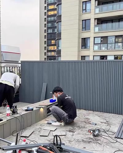Freistehender Metall-Sichtschutz für Außenbereiche, Latten-Design verbessert die Ästhetik von Terrasse und Balkon, langlebige Holz-Kunststoff-Verbundkonstruktion von Generisch