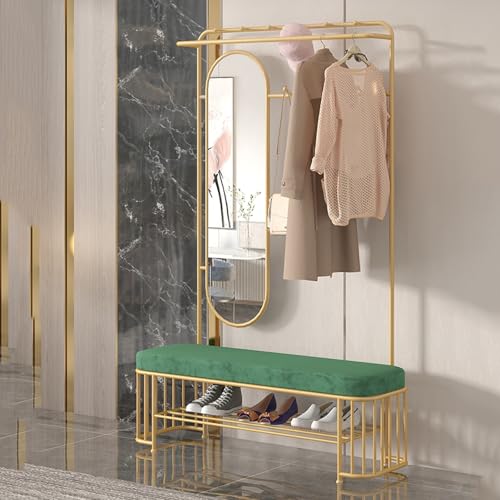 Freistehender Organizer für den Eingangsbereich mit Sitz, Spiegel und Ablage, platzsparende Lösung für Mäntel, Schuhe und Accessoires in kleinen Fluren von Generisch