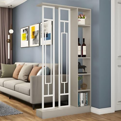 Freistehender Raumteiler mit Regalen, multifunktionaler Sichtschutz und Aufbewahrungsregal, ideal für Home Office und Eingangsbereich Organisation von Generisch