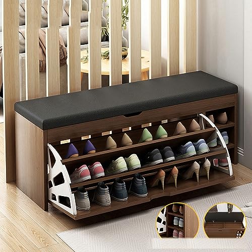 Freistehender Schuhschrank aus Holz mit versteckter Schublade und Regalen, stilvolles Schuhregal für den Eingangsbereich, mit Stauraum oben, für Wohnzimmer/Flur, Khaki, 80 x 30 x 51 cm Freistehender Schuhschrank aus Holz mit versteckter Schublade und Regalen, stilvolles Schuhregal für den Eingangsbereich, mit Stauraum oben, für Wohnzimmer/Flur, Khaki, 80 x 30 x 51 cm von Generisch
