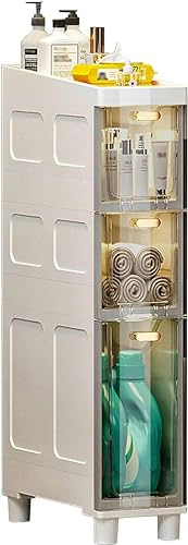 Freistehender Toilettenpapierhalter, Ständer, schmal, Badezimmer-Aufbewahrung mit Schubladen, 3-stöckig/4-stöckig, kleiner Schrank für kompakte Badezimmer, stilvolle und funktionale von Generisch