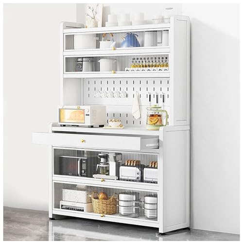 Freistehender weißer Küchenschrank mit Mikrowellenständer, mehrschichtiger Aufbewahrungsschrank auf Rollen, 172,7 cm hoch, Küchen-Organizer mit Schublade für Zuhause und Büro Freistehender weißer Küchenschrank mit Mikrowellenständer, mehrschichtiger Aufbewahrungsschrank auf Rollen, 172,7 cm hoch, Küchen-Organizer mit Schublade für Zuhause und Büro von Generisch