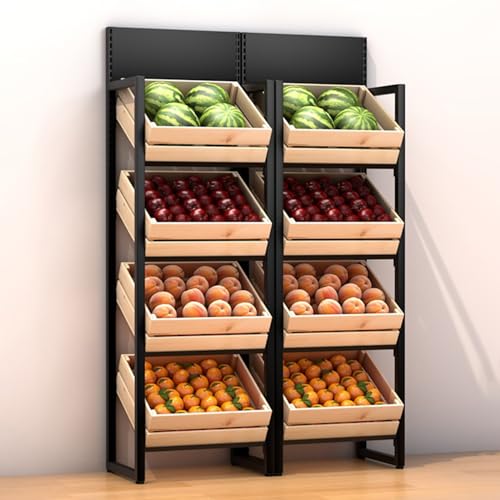 Freistehendes Regal mit 4 Ebenen für Supermärkte, Küchen und Einzelhandelsgeschäfte – ideal zum Organisieren von Obst, Gemüse und Snacks von Generisch