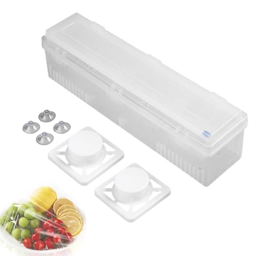 Frischhaltefolienspender – Folienspender mit Schneider, nachfüllbarer Folienschneider für Lebensmittel, verstellbare wiederverwendbare Verpackungen für den Haushalt, transparente Frischhaltefolien für Frischhaltefolienspender – Folienspender mit Schneider, nachfüllbarer Folienschneider für Lebensmittel, verstellbare wiederverwendbare Verpackungen für den Haushalt, transparente Frischhaltefolien für von Generisch