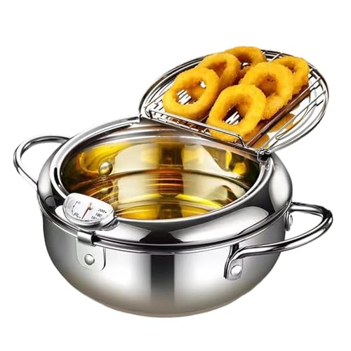 Fritteuse - Topf | Fritteuse Topf | Frittiertopf aus Edelstahl Frittiertopf mit Thermometer Frittiertopf mit Abflussgitter Fritteuse ausgestattet mit von Generisch