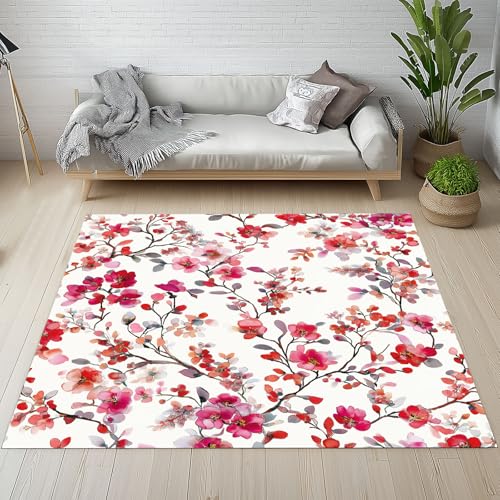 Frühling Natur Blumen Waschbarer Teppich 200x280 cm, Aquarell Floral Carpet Wohnzimmer Anti Rutsch Große Teppiche Schlafzimmer Weich Kurzflor Teppich Matte Kinderteppich sf1b011 Frühling Natur Blumen Waschbarer Teppich 200x280 cm, Aquarell Floral Carpet Wohnzimmer Anti Rutsch Große Teppiche Schlafzimmer Weich Kurzflor Teppich Matte Kinderteppich sf1b011 von Generisch