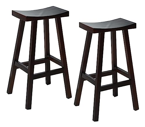 Frühstücks-Barhocker aus Holz, 2er-Set, mit Rückenlehne, Hochstühle für Küche, Esszimmer oder Kaffeehaus, Thekenhöhe, Barhocker, 75 cm Sitzhöhe von Generisch