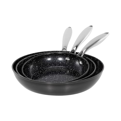 Frying Pan Set 3-Piece Non-Stick Ceramic Cookware with Stainless Steel Handle - Ideal for Versatile Cooking von Generisch