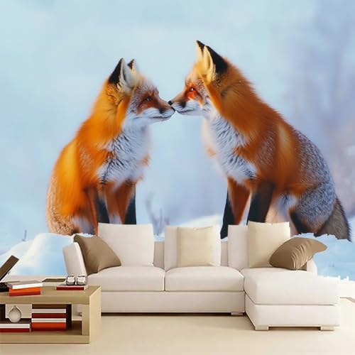 Fuchs 3D Selbstklebende Leinwandtapete Winter Großes Wandbild Fototapete Poster-Tapete, Heimdekoration Für Jungen-Mädchen-Zimmer Teenager-Schlafsaal 250(B) x 175(H) cm von Generisch