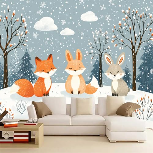 Fuchs Fototapete selbstklebend 3D Effekt Kaninchen Wandgemälde Tapete für Wände Schlafzimmer Wohnzimmer Schlafzimmer TV-Hintergrund Kinderzimmer Dekoration （400 x 280 cm） von Generisch