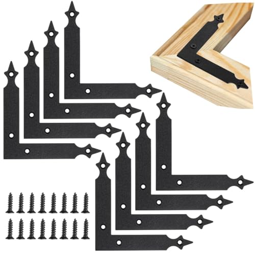 Für Holzrahmen, Betten, Tische, Schränke, Stühle, Fenster, 8 Stück, flache Eckstreben, 5 L-Form, rechtwinklige Halterungen, flache Reparaturplatten, dekorative Verbindungsstützwinkel mit 32 Schrauben von Generisch