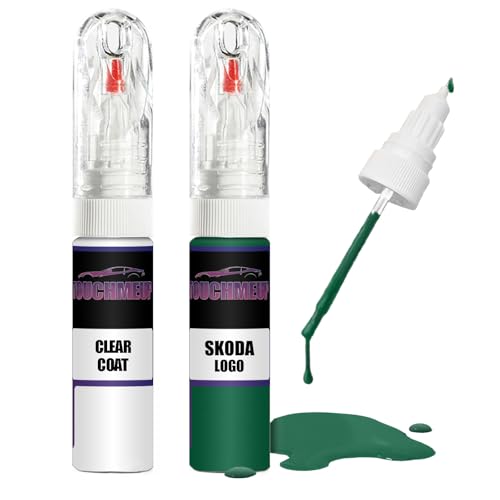 Für Skoda Green Logo + Klarlack Ausbesserungslack Fix Kit Für Skoda Green Logo + Klarlack Ausbesserungslack Fix Kit von Generisch