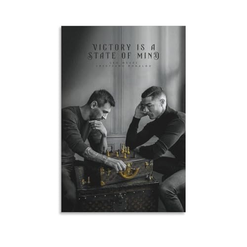Fußball-Legenden LionelMessi & Ronaldo Schachspieler-Poster, Wanddekoration für Schlafzimmer, Leinwand, Gemälde, Badezimmer, Kunst, Wanddekoration, 30 x 45 cm von Generisch