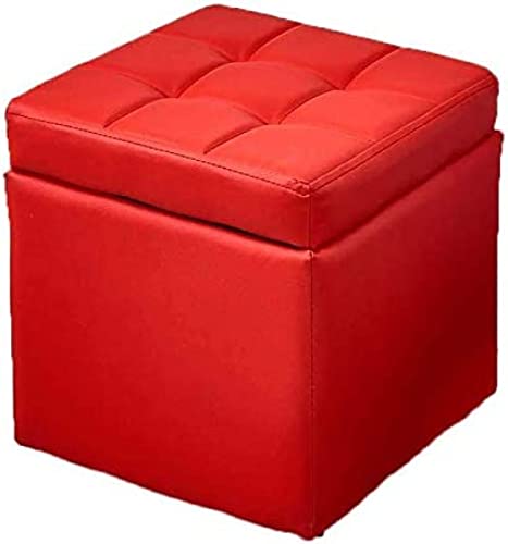 Fußhocker, Aufbewahrung, Leder, tragbar, gepolstert, Sitzwürfel für Wohnzimmer, Fußstütze, Hocker mit Stauraum Fußhocker, Aufbewahrung, Leder, tragbar, gepolstert, Sitzwürfel für Wohnzimmer, Fußstütze, Hocker mit Stauraum von Generisch
