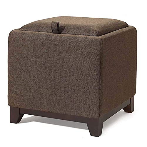 Fußhocker Massivholz Sofa Hocker Fußhocker Rest Ottomane Aufbewahrungsboxen Salon Hocker Stuhl 4 Beine gepolsterte Ottomane für Wohnzimmer Schlafzimmer Vintage Sitzhocker 4 Holzbeine Braun von Generisch