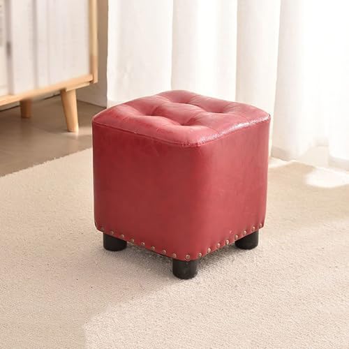 Fußhocker Ottomane – Kunstleder gepolsterte Sitzfußstütze für Zuhause Schlafzimmer – bequemer Sitzhocker für Wohnzimmer, Sofa oder Schlafzimmer von Generisch